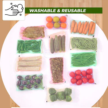 Pack of 12 Fridge Storage Bags for Vegetables & Fruits (12FSB) - Image 5
