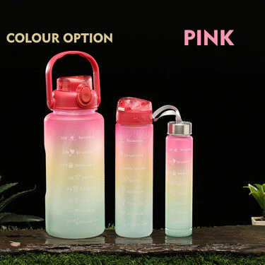 Pack of 3 Motivational Sipper Water Bottles with Trendy Stickers (3PB1) - Image 2