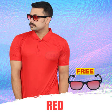 Pack of 5 Collar T-shirt With 5 Matching Sunglasses (5PTS1) - Image 3