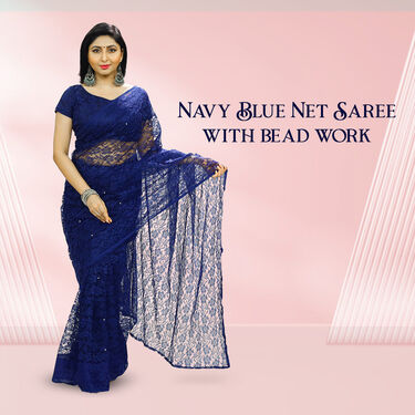Pick Any 1 Designer Bead Work Net Saree (DNS-1) - Image 2