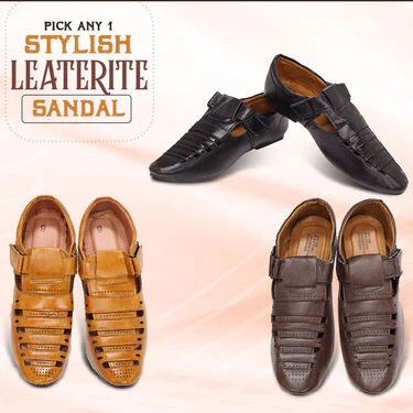 Pick Any 1 Stylish Leatherite Sandals + Free Watch And Sunglasses (SW76) - Image 2