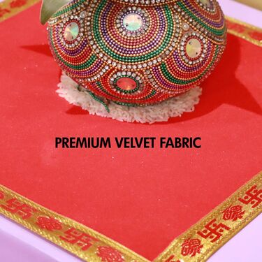 Plain Red Velvet Pooja Aasan Cloth - Pack of 4 (4PAC) - Image 3