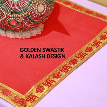 Plain Red Velvet Pooja Aasan Cloth - Pack of 4 (4PAC) - Image 4