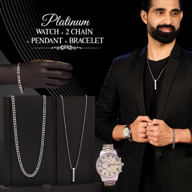 Platinum Watch   2 Chain   Pendant   Bracelet (MPW2CPB)