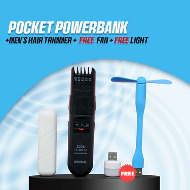 Pocket Powerbank + Men's Hair Trimmer + Free Fan + Free Light (PB7)