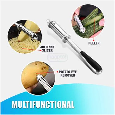 Stainless Steel 3 in 1 Multifunctional Vegetable & Fruit Peeler (SSVFP) - Image 5