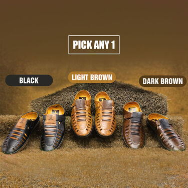 Stylish Leatherite Sandals Pick Any 1 + Free Sports Watch + Sunglasses + Golden Chain + Golden Bracelet (SDC1) - Image 2