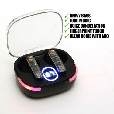 Transparent Wireless Bluetooth Earpods with Inbuilt Screen And Lights (TWS26) - Image 4